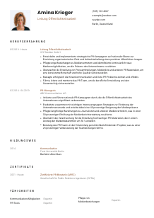 Lebenslauf-Vorlage für Leitung Öffentlichkeitsarbeit #1
