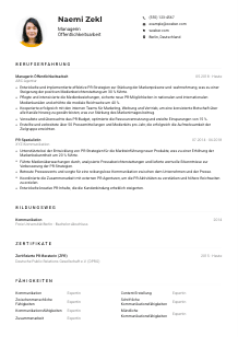 Lebenslauf-Muster für Manager*in Öffentlichkeitsarbeit