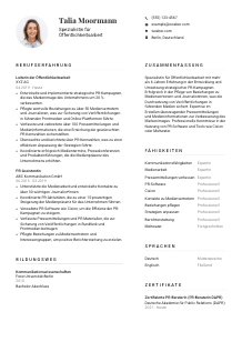 Lebenslauf-Vorlage für Spezialist*in für Öffentlichkeitsarbeit #1