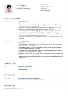 Lebenslauf-Vorlage für Community-Manager*in #1