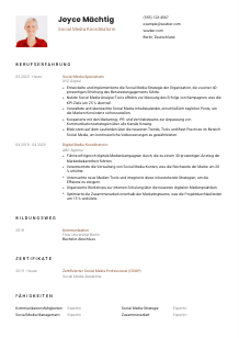 Lebenslauf-Vorlage für Social Media Koordinator*in #1