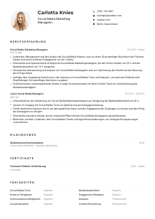 Lebenslauf-Muster für Social Media Marketing Manager*in