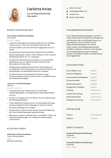 Lebenslauf-Vorlage für Social Media Marketing Manager*in #2