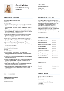 Lebenslauf-Vorlage für Social Media Marketing Manager*in #1