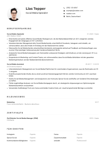 Lebenslauf-Muster für Social Media Spezialist*in