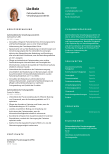 Lebenslauf-Vorlage für Zahnmedizinische*r Verwaltungsassistent*in #2