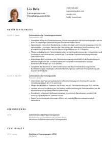 Lebenslauf-Vorlage für Zahnmedizinische*r Verwaltungsassistent*in #1