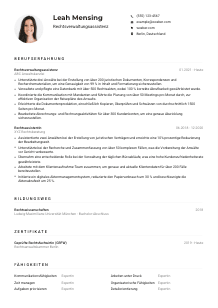Lebenslauf-Muster für Rechtsverwaltungsassistenz