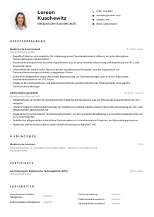 Lebenslauf-Muster für Medizinische Assistenzkraft