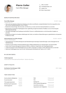 Lebenslauf-Muster für Front-Office-Manager*in