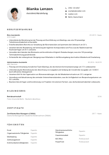 Lebenslauf-Muster für Assistenz Büroleitung