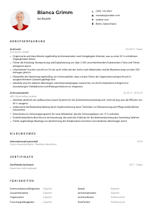 Lebenslauf-Muster für Archivar*in