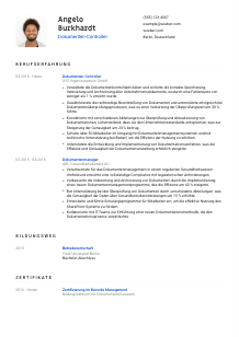 Lebenslauf-Vorlage für Dokumenten-Controller*in #1