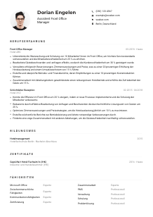 Lebenslauf-Muster für Assistent*in Front Office Manager*in