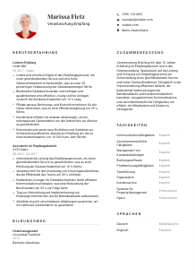 Lebenslauf-Vorlage für Verantwortung Empfang #1