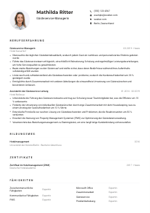 Lebenslauf-Muster für Gästeservice-Manager*in