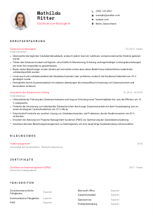 Lebenslauf-Vorlage für Gästeservice-Manager*in #1