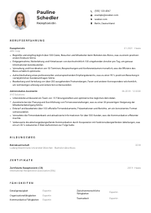 Lebenslauf-Muster für Rezeptionist*in