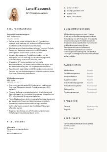 Lebenslauf-Vorlage für API-Produktmanager*in #2