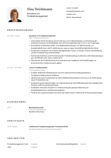 Lebenslauf-Vorlage für Assistenz im Produktmanagement #1