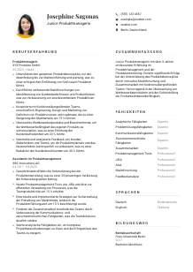 Lebenslauf-Vorlage für Junior Produktmanager*in #1