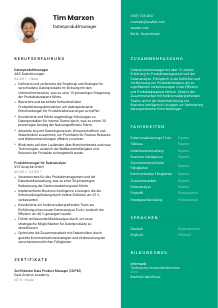 Lebenslauf-Vorlage für Datenproduktmanager*in #2
