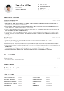 Lebenslauf-Muster für Ecommerce-Produktmanager*in