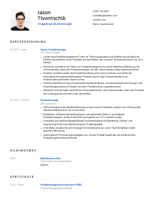 Lebenslauf-Vorlage für Gruppenproduktmanager*in #1