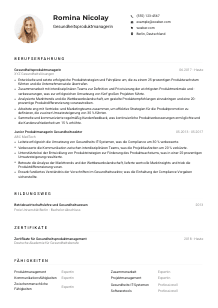 Lebenslauf-Muster für Gesundheitsproduktmanager*in