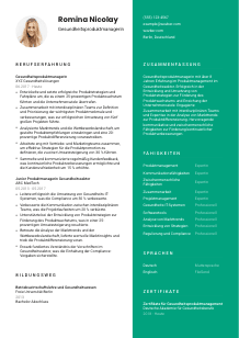 Lebenslauf-Vorlage für Gesundheitsproduktmanager*in #2
