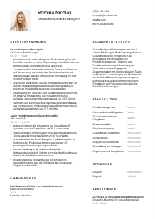 Lebenslauf-Vorlage für Gesundheitsproduktmanager*in #1