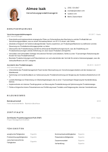 Lebenslauf-Muster für Versicherungsproduktmanager*in