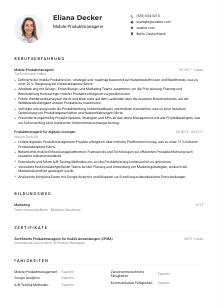 Lebenslauf-Muster für Mobile-Produktmanager*in