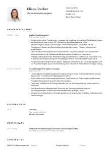 Lebenslauf-Vorlage für Mobile-Produktmanager*in #1