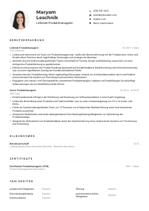 Lebenslauf-Muster für Leitende*r Produktmanager*in