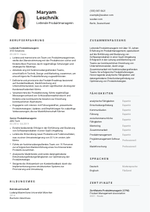 Lebenslauf-Vorlage für Leitende*r Produktmanager*in #2
