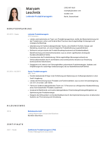 Lebenslauf-Vorlage für Leitende*r Produktmanager*in #1