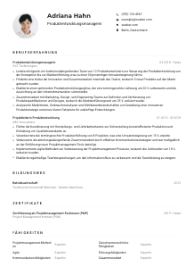 Lebenslauf-Muster für Produktentwicklungsmanager*in
