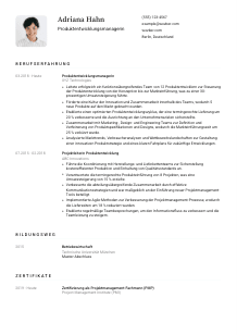 Lebenslauf-Vorlage für Produktentwicklungsmanager*in #1