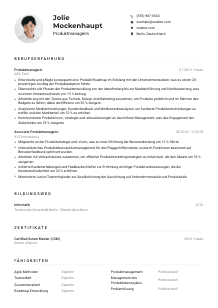 Lebenslauf-Muster für Produktmanager*in