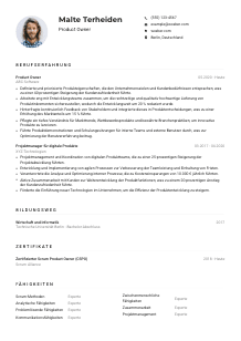 Lebenslauf-Muster für Product Owner