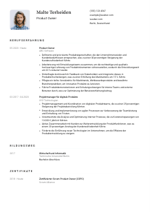 Lebenslauf-Vorlage für Product Owner #1