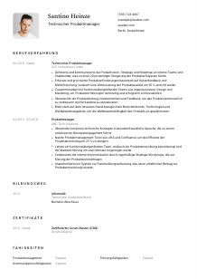 Lebenslauf-Vorlage für Technische*r Produktmanager*in #1