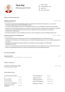 Lebenslauf-Muster für Bildungsprogrammleiter*in