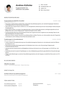 Lebenslauf-Muster für Programmleiter*in für öffentliche Gesundheit