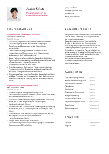Lebenslauf-Vorlage für Programmleiter*in für öffentliche Gesundheit #2