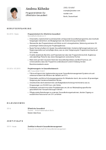 Lebenslauf-Vorlage für Programmleiter*in für öffentliche Gesundheit #1