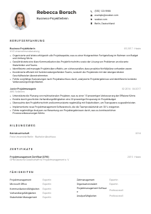 Lebenslauf-Muster für Business-Projektleiter*in