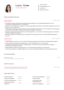 Lebenslauf-Vorlage für Change-Manager*in #1