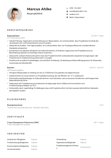 Lebenslauf-Muster für Bauprojektleiter*in
